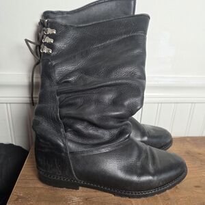 Stylish‎ Black Leather Lace-Up Women's Boots